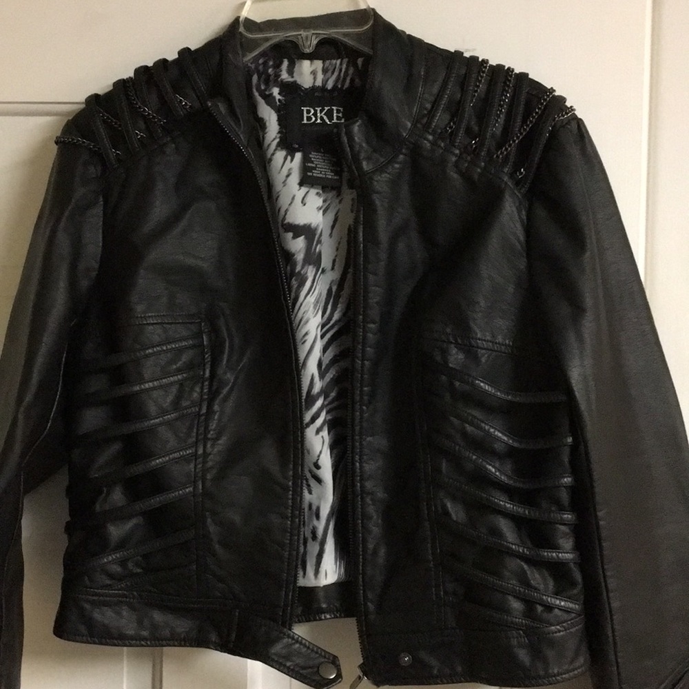 Faux Leather Black Moto biker jacket